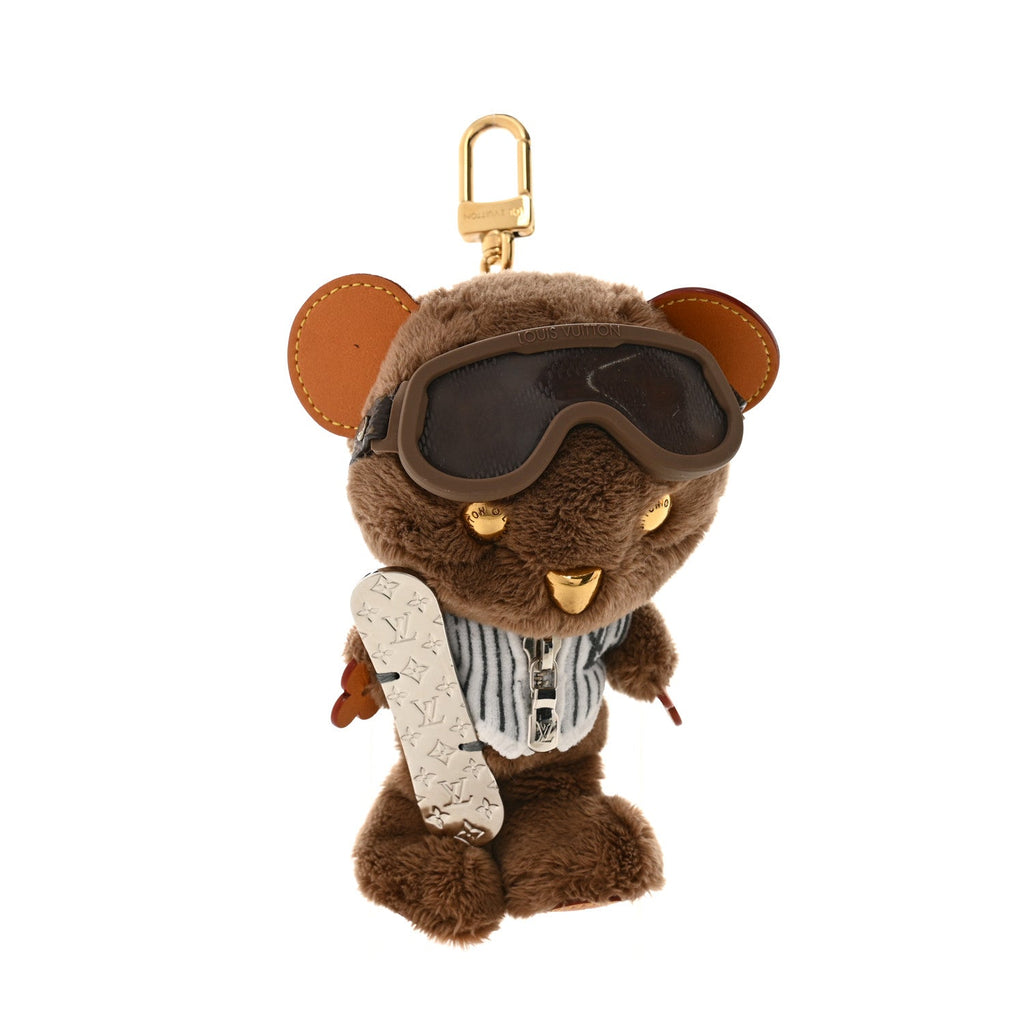 Louis Vuitton Faux Fur LV Oak Snow Bag Charm Key Holder Brown