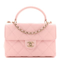 Chanel Caviar Quilted Retro Mini Twist Top Handle Clutch Flap Light Pink