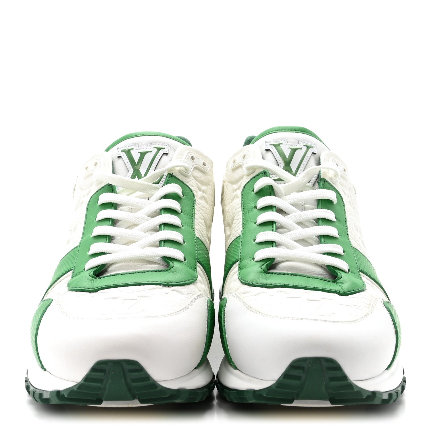 Louis Vuitton Calfskin Empreinte Mens Run Away Sneakers 8 White Green
