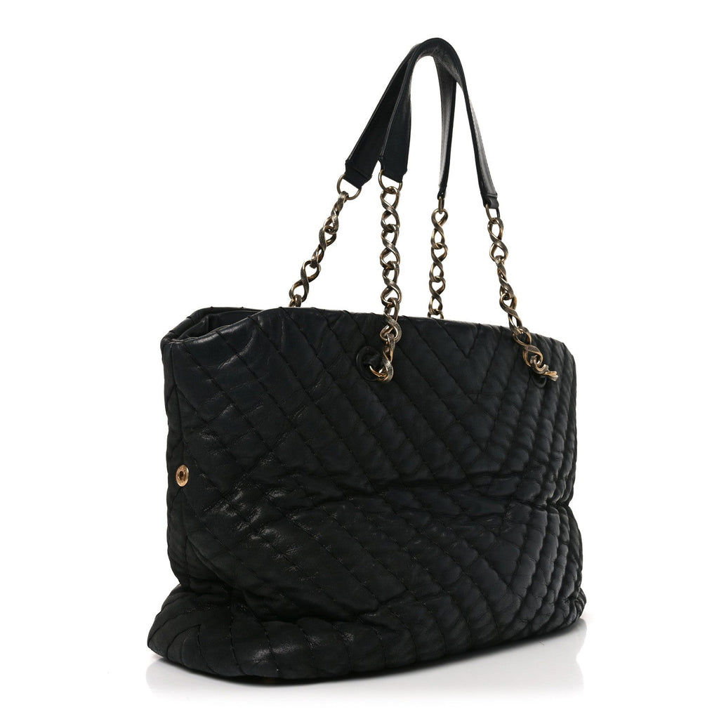 Chanel Calfskin Chevron Quilted Surpique Tote Black