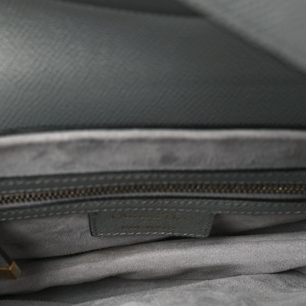 Christian Dior Grained Calfskin Saddle Bag Grey Stone