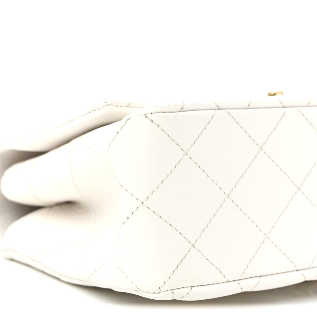 Chanel Caviar Quilted Small Top Handle Flap With Chain White