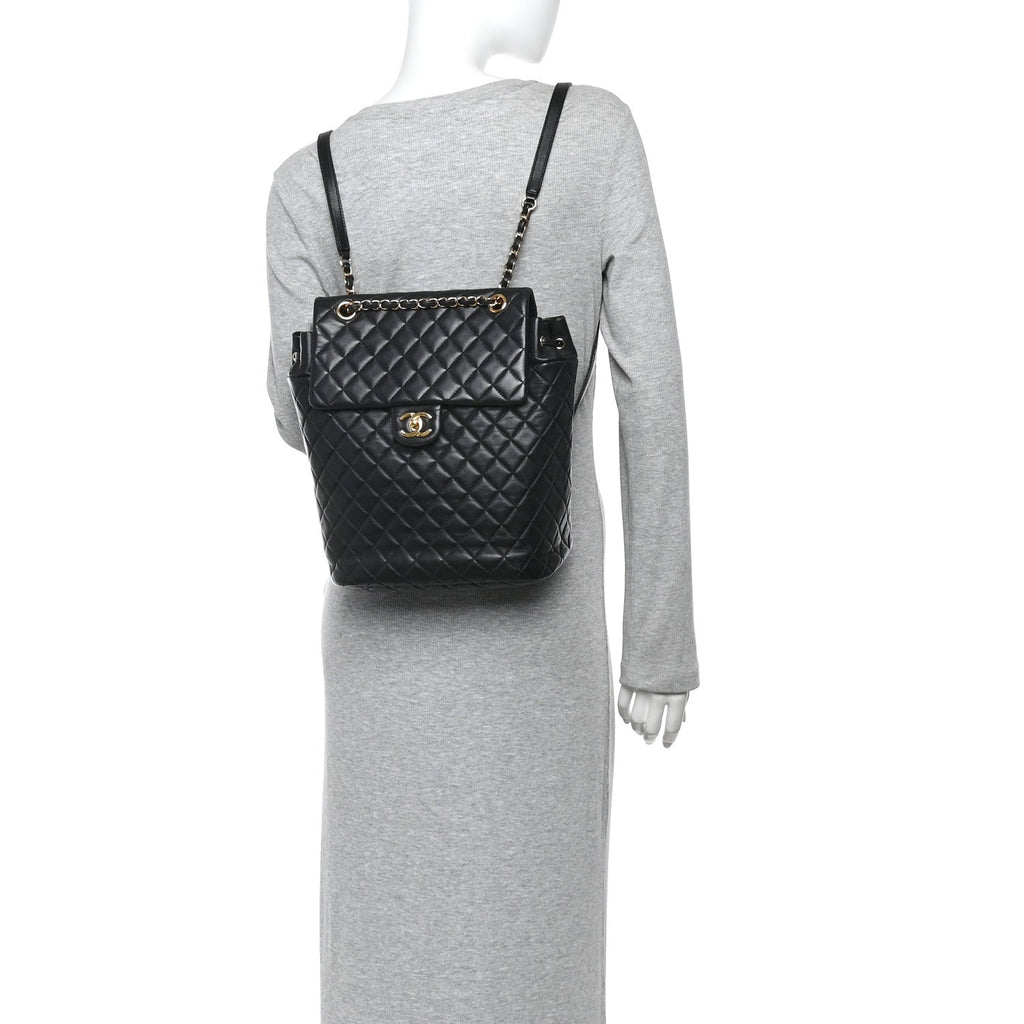 Chanel Lambskin Quilted Large Urban Spirit Backpack Black