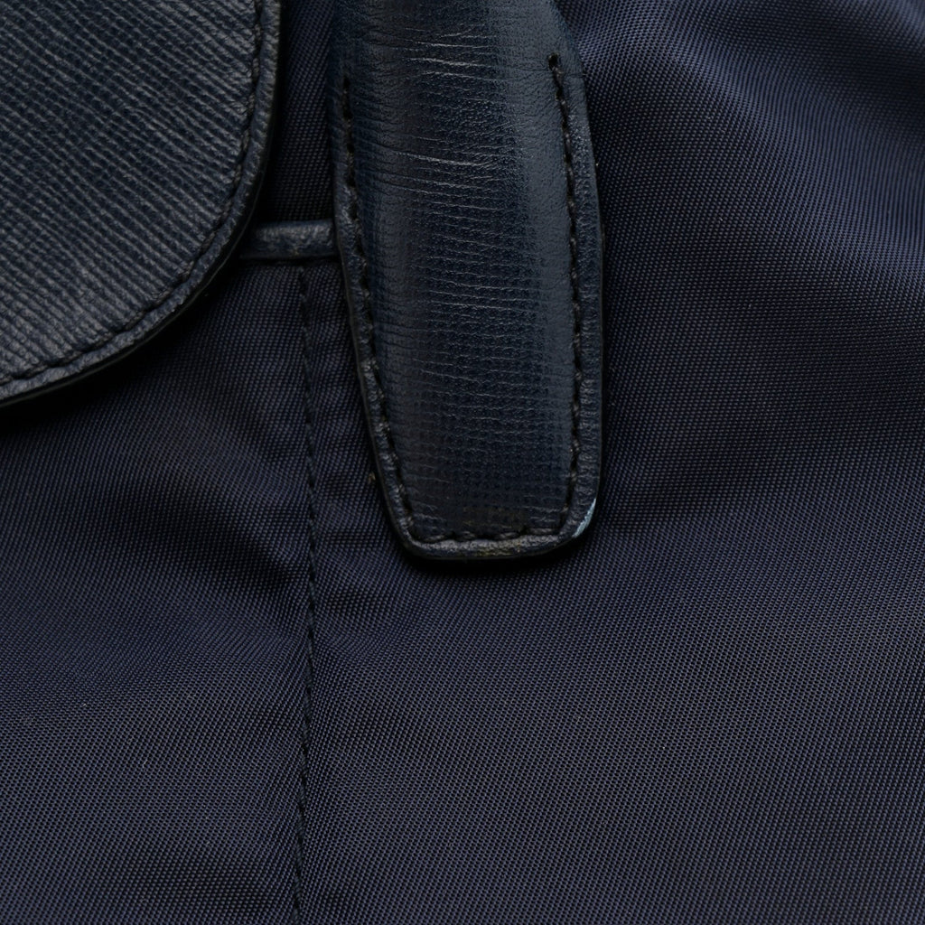 Prada Tessuto Nylon Saffiano Shopping Tote Navy