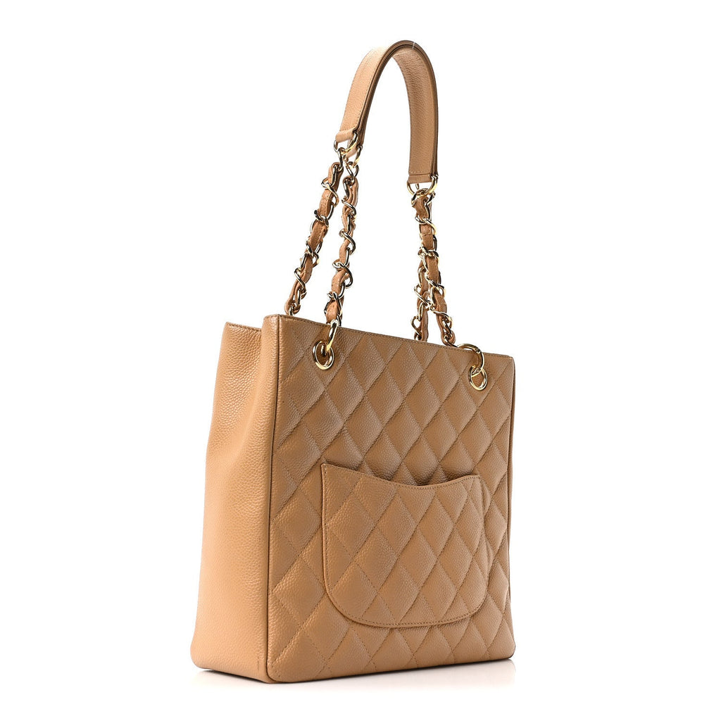 Chanel Caviar Quilted Petit Shopping Tote PST Dark Beige