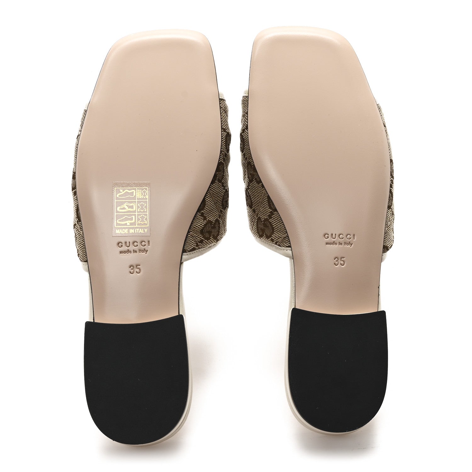 Gucci Monogram Matelasse Diagonal GG Marmont Flat Slide Sandals  35 Beige Ebony Mystic White