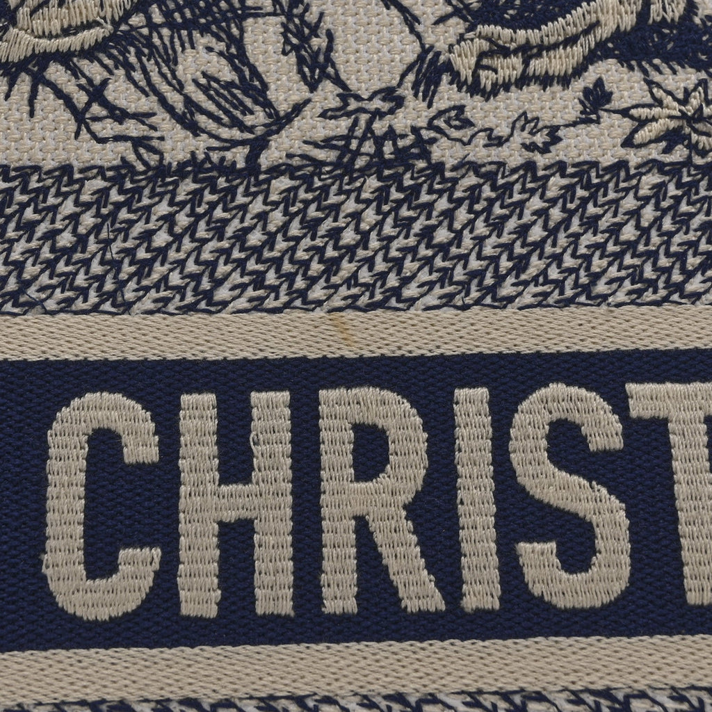 Christian Dior Canvas Embroidered Medium Dioriviera Toile De Jouy Book Tote Blue