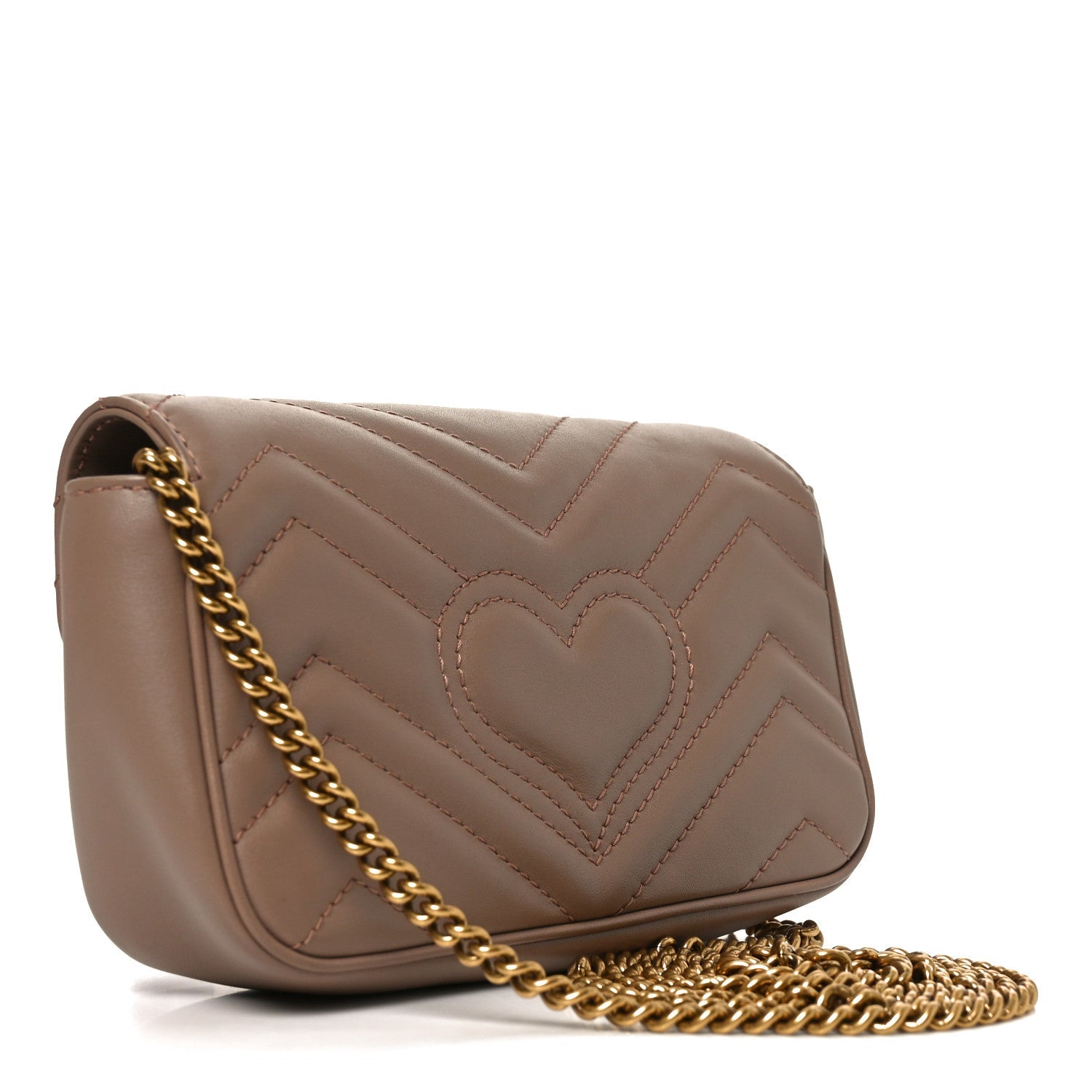 Gucci Calfskin Matelasse Super Mini GG Marmont Shoulder Bag Porcelain Rose