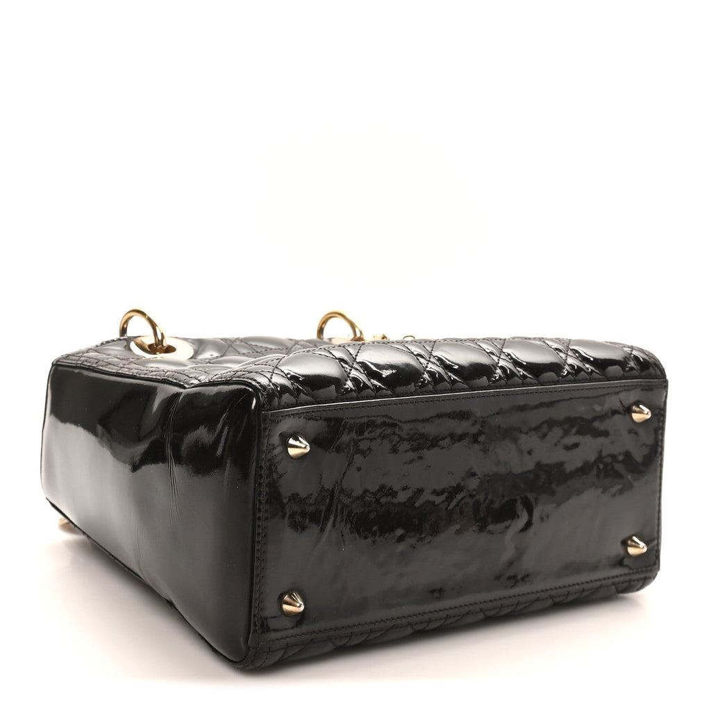 Christian Dior Patent Cannage Medium Lady Dior Dark Brown