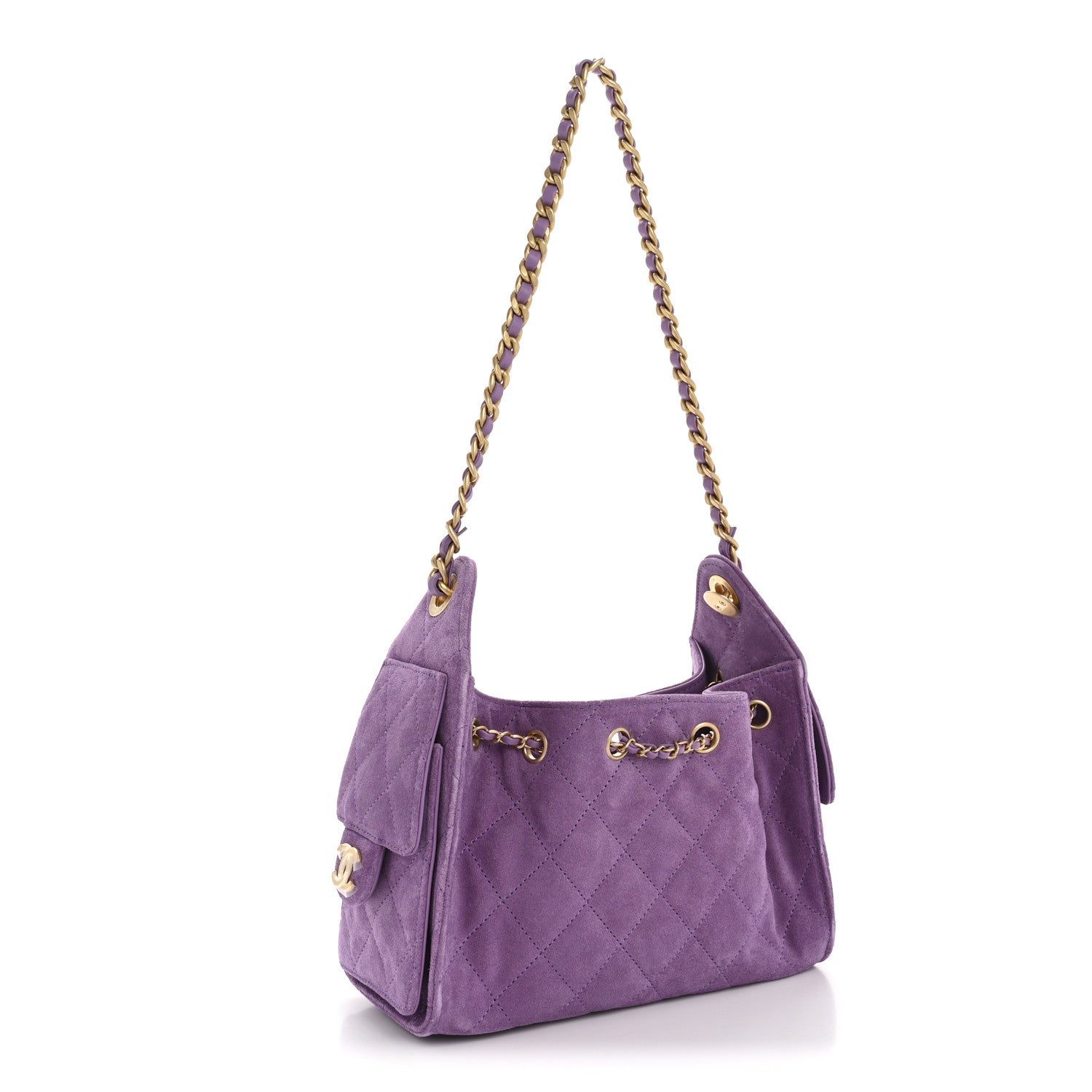 Chanel Suede Quilted Mini Chanel 25 Handbag Purple