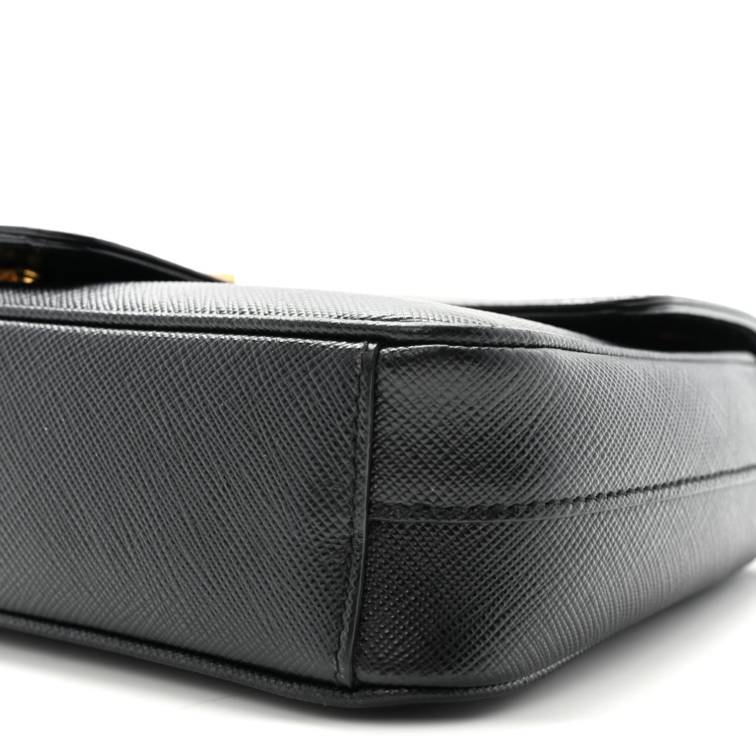 Prada Saffiano Flap Shoulder Bag Black