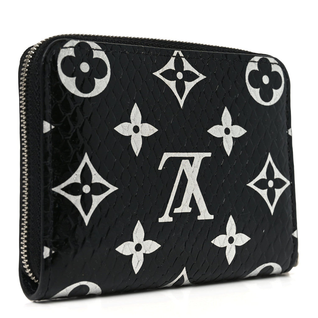 Louis Vuitton Snakeskin Monogram Zippy Padlock Coin Purse Black