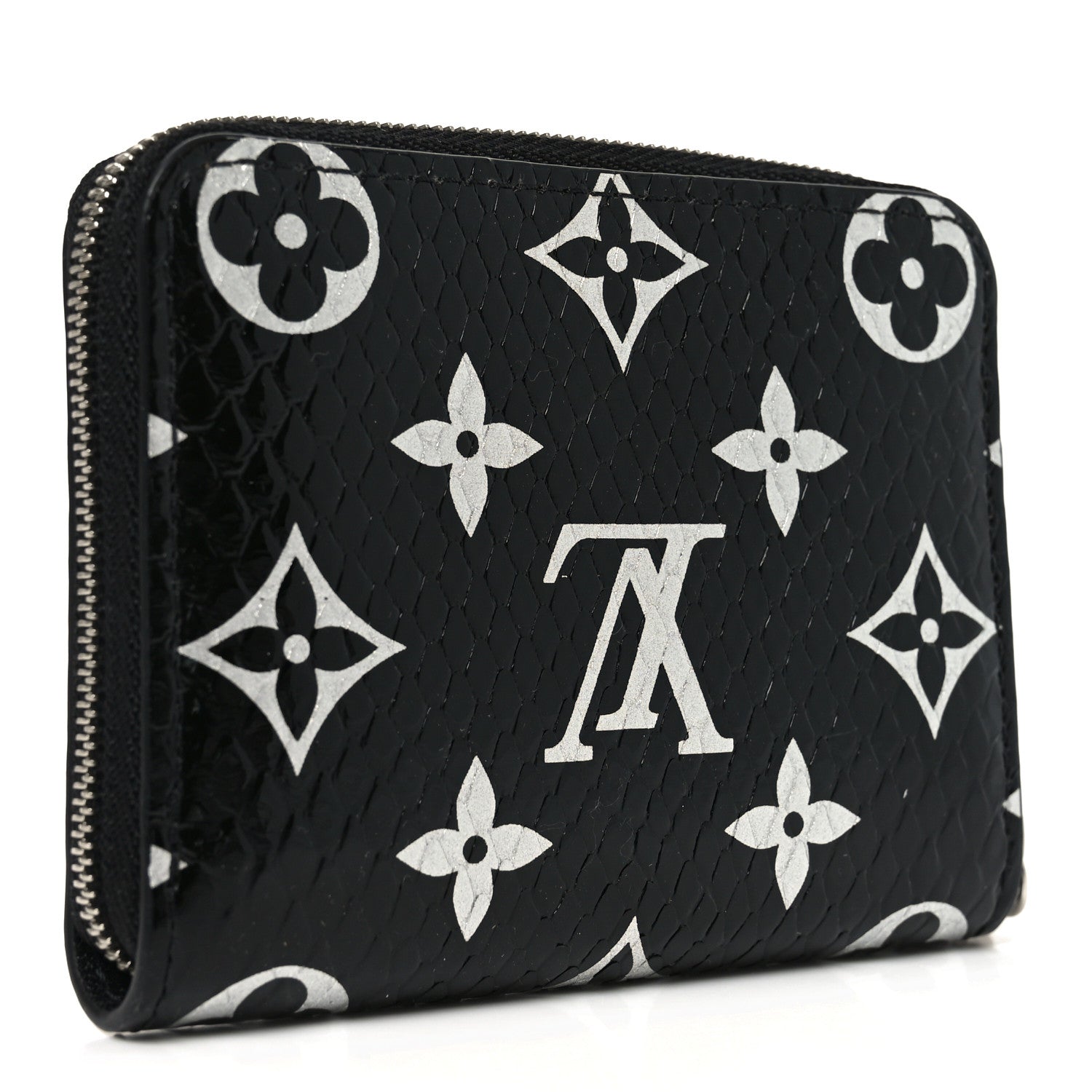 Louis Vuitton Snakeskin Monogram Zippy Padlock Coin Purse Black