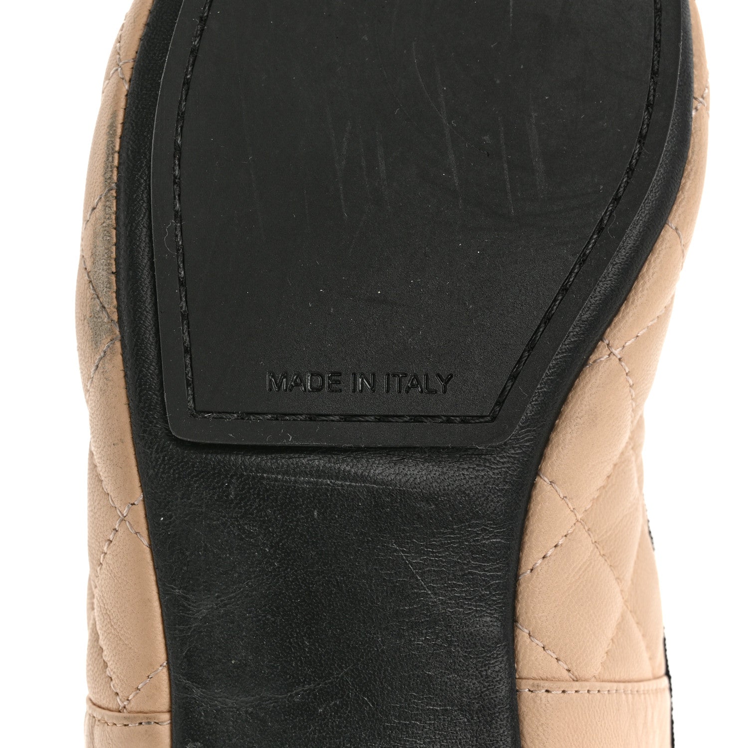 Lambskin Quilted Cap Toe Slipper With Pouch 39 Beige Black