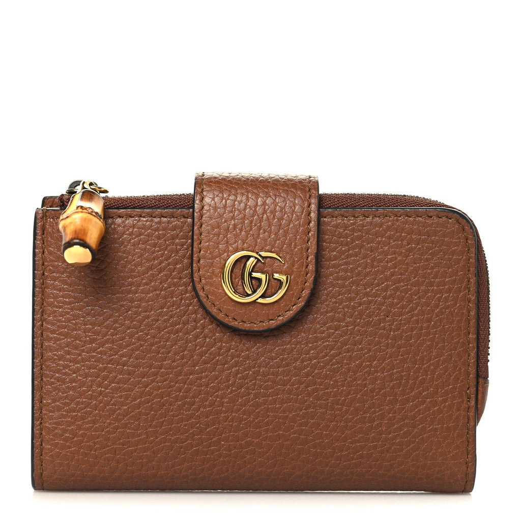 Gucci Piuma Calfskin Medium Bamboo Double G Wallet Cuir