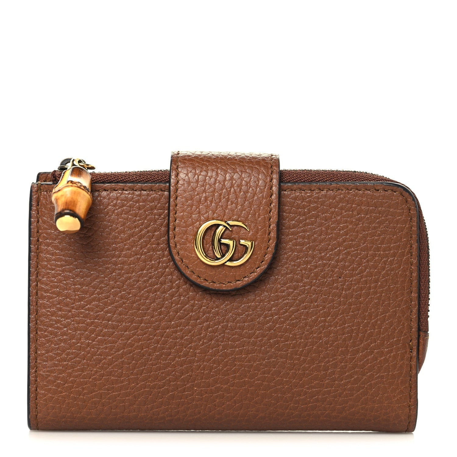 Gucci Piuma Calfskin Medium Bamboo Double G Wallet Cuir