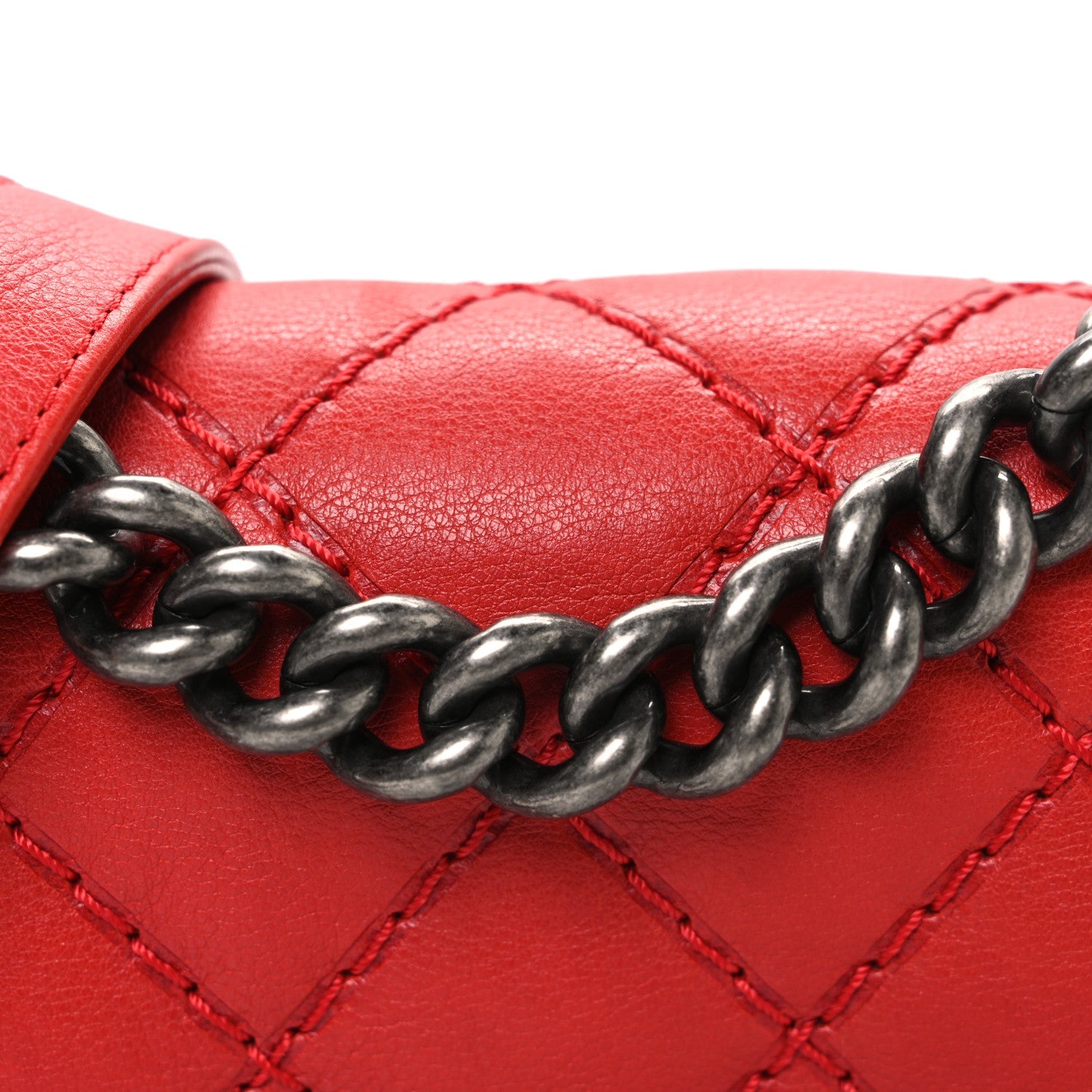 Chanel Calfskin Double Stitch Small Boy Flap Red