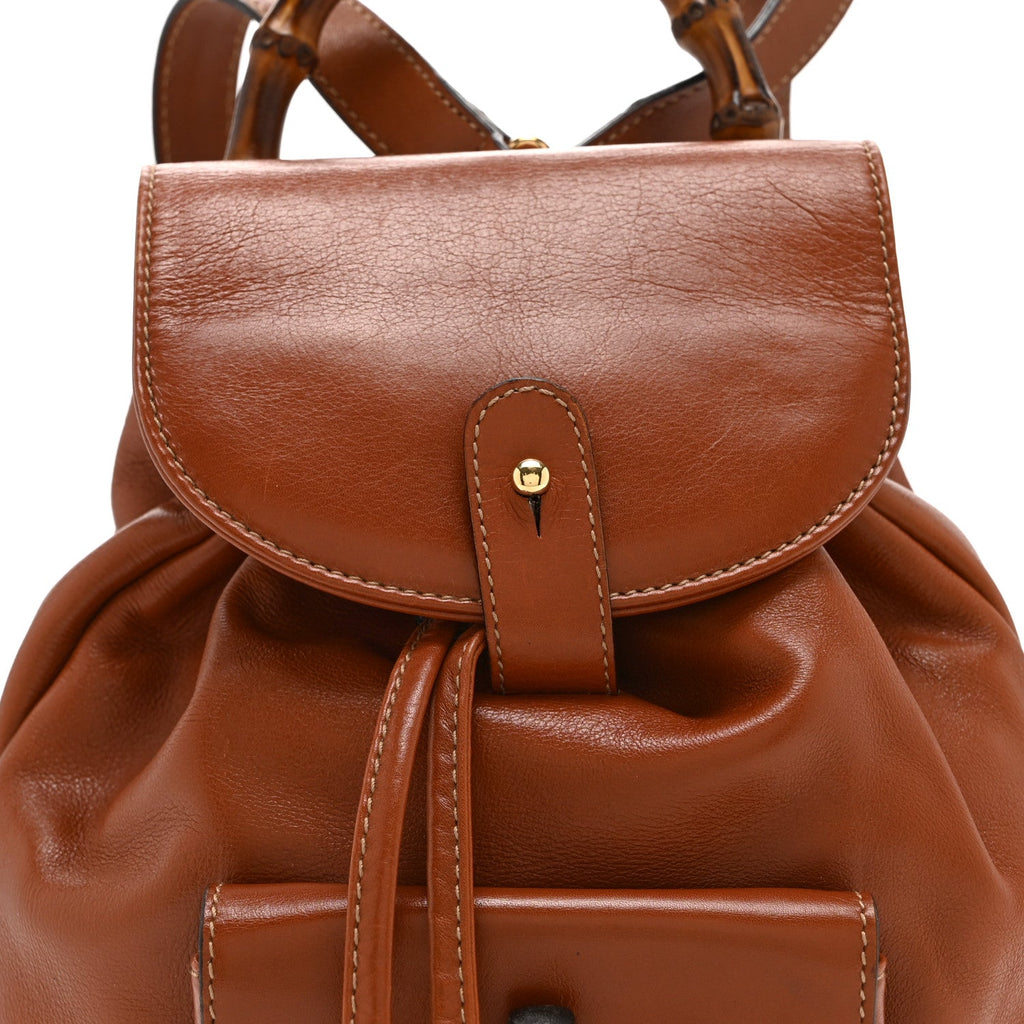 Gucci Calfskin Bamboo Mini Backpack Brown