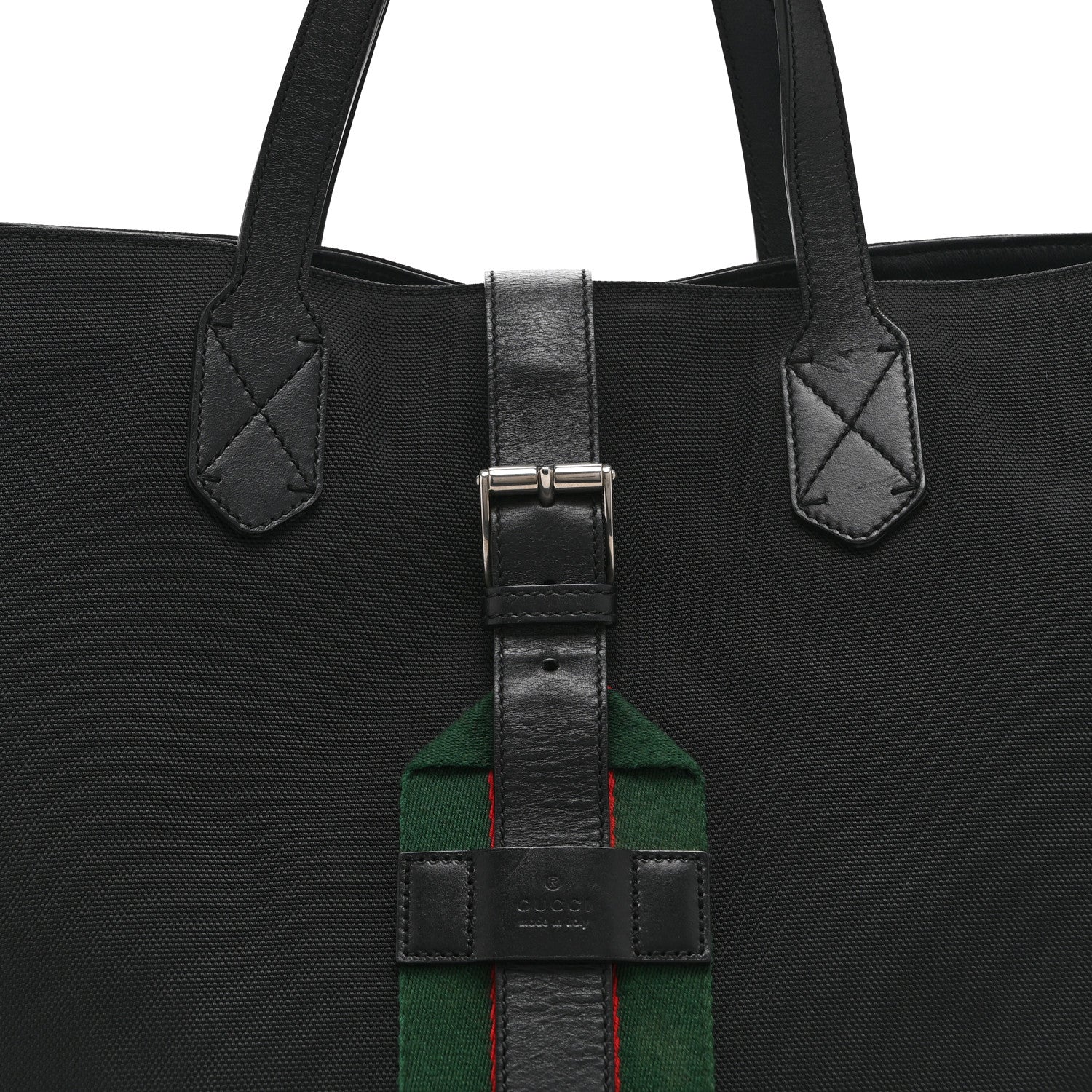 Gucci Techno Canvas Web Single Buckle Tote Black