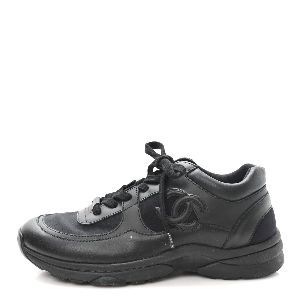 Lambskin Fabric CC Uniform Sneakers 39.5 Black