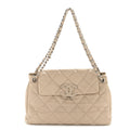 Chanel Calfskin Double Stitch Large Hamptons Flap Bag Beige