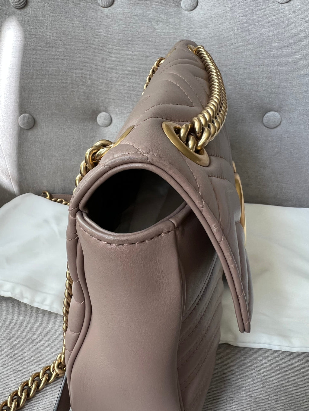 Gucci GG Dusty Pink Marmont Medium Shoulder Bag