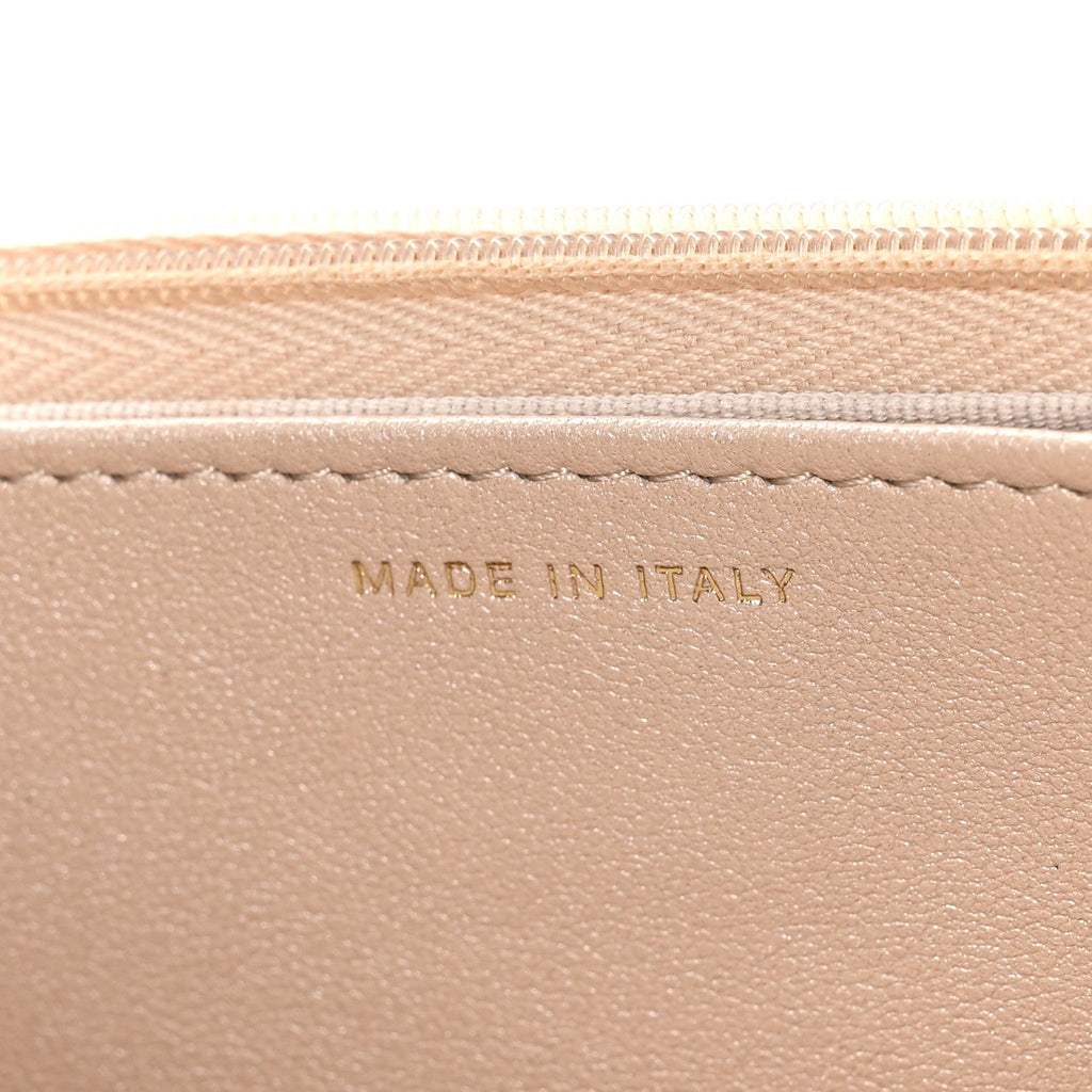 Chanel Pearly Lambskin Quilted Charms Wallet On Chain WOC Beige