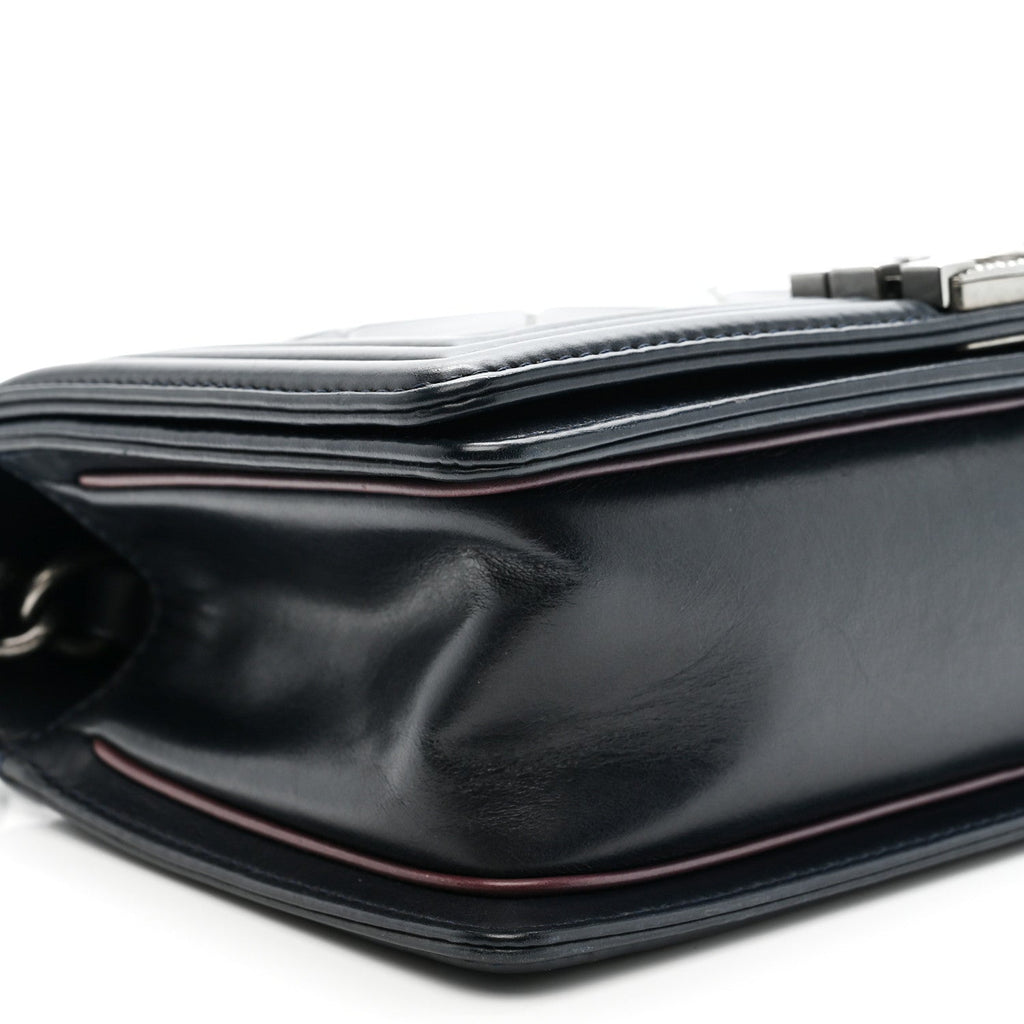 Chanel Calfskin Embossed Medium Paris Salzburg Boy Flap Navy