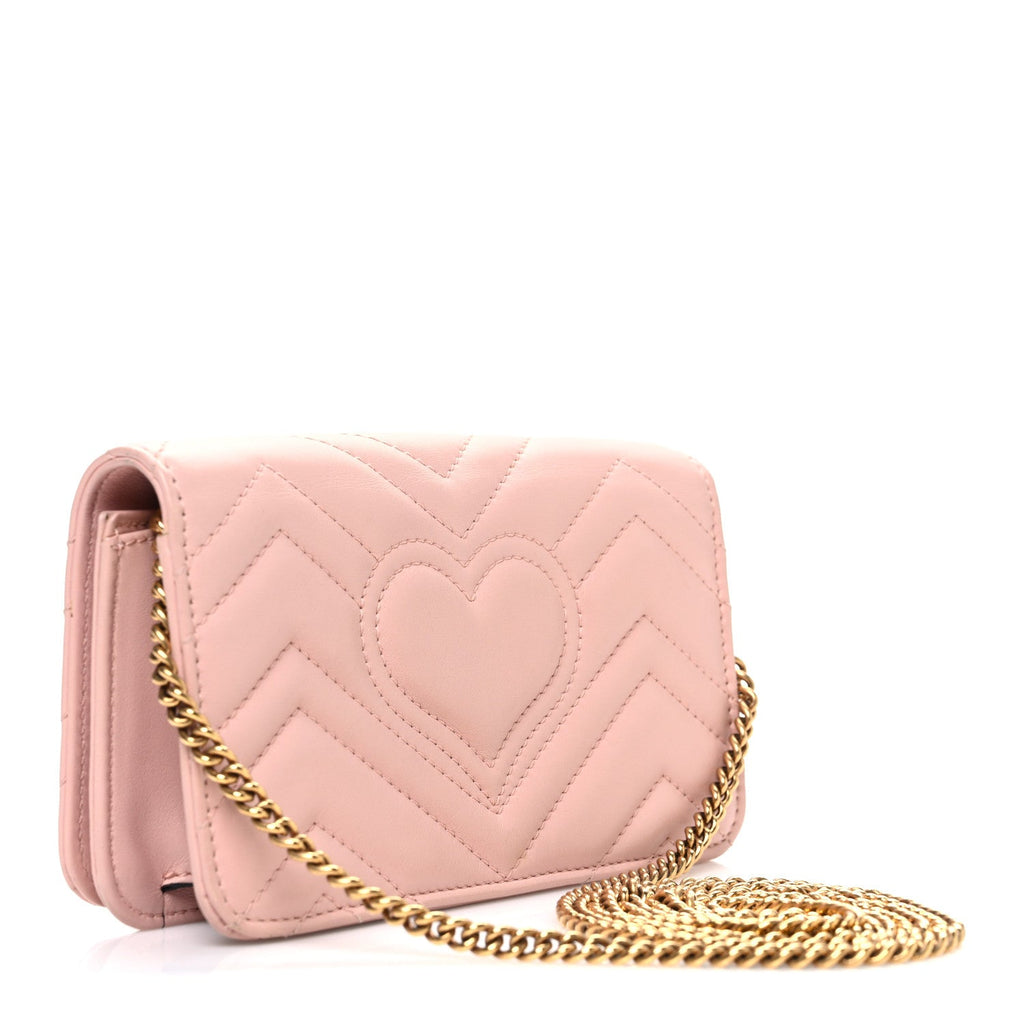 Gucci Calfskin Matelasse GG Marmont Mini Bag  Perfect Pink