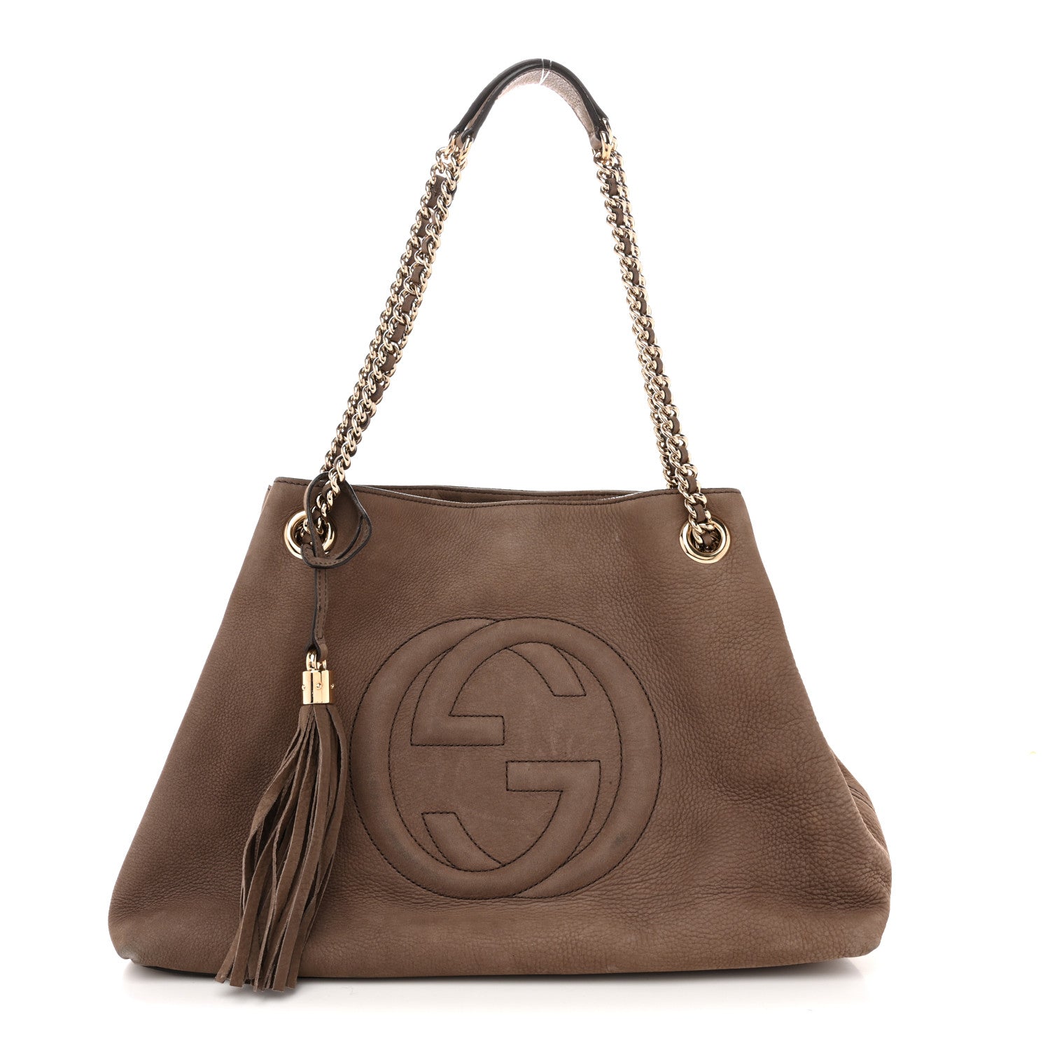 Gucci Vitello Range Medium Soho Chain Shoulder Bag Grey Field