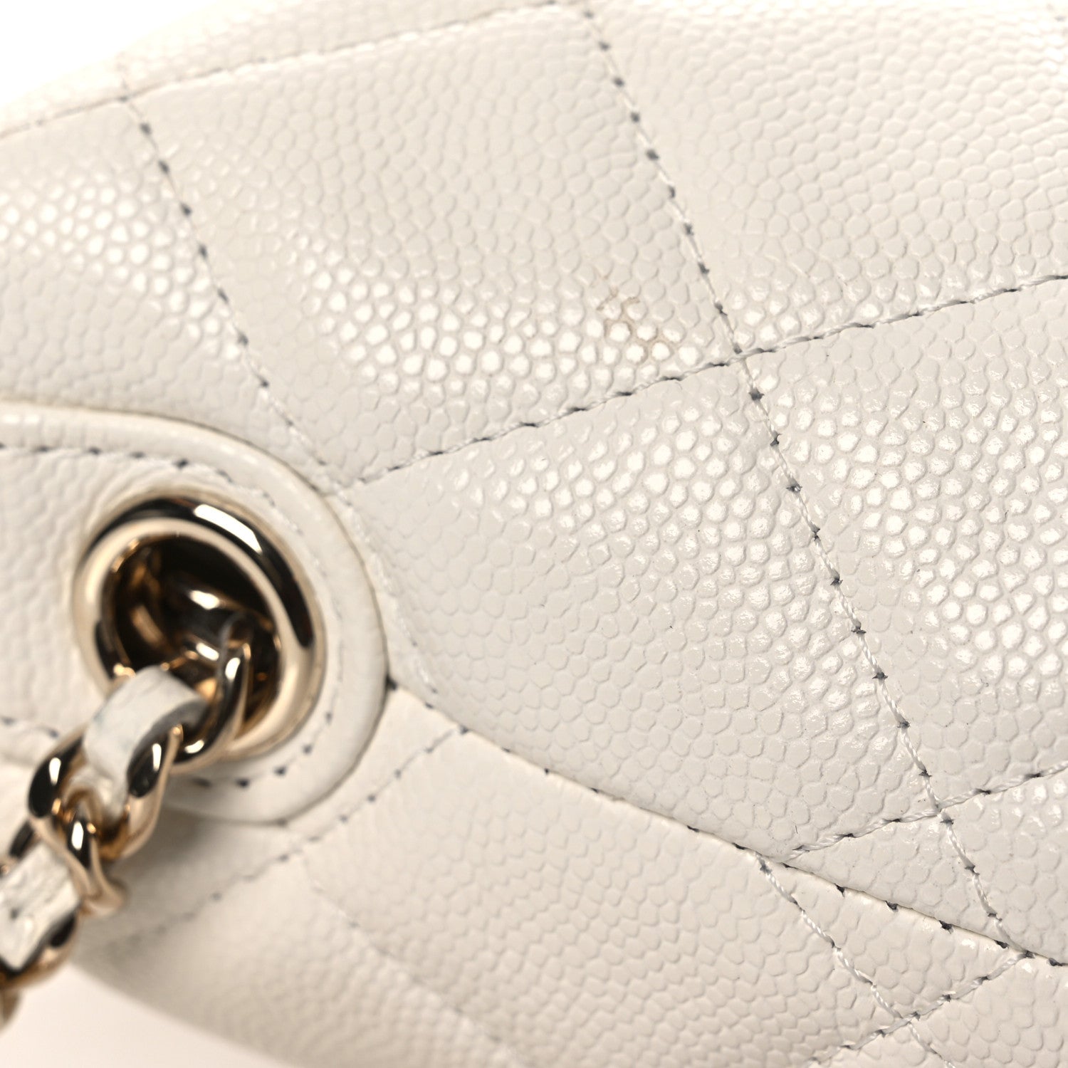 Chanel Caviar Quilted Hobo Clutch With Chain White