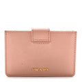Prada Saffiano Metal Gusseted Card Holder Orchidea