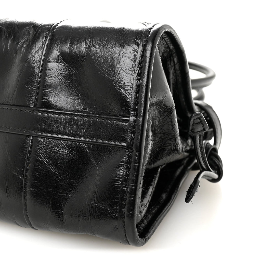Prada Glossy Calfskin Triangle Medium Bonnie Shoulder Bag Black