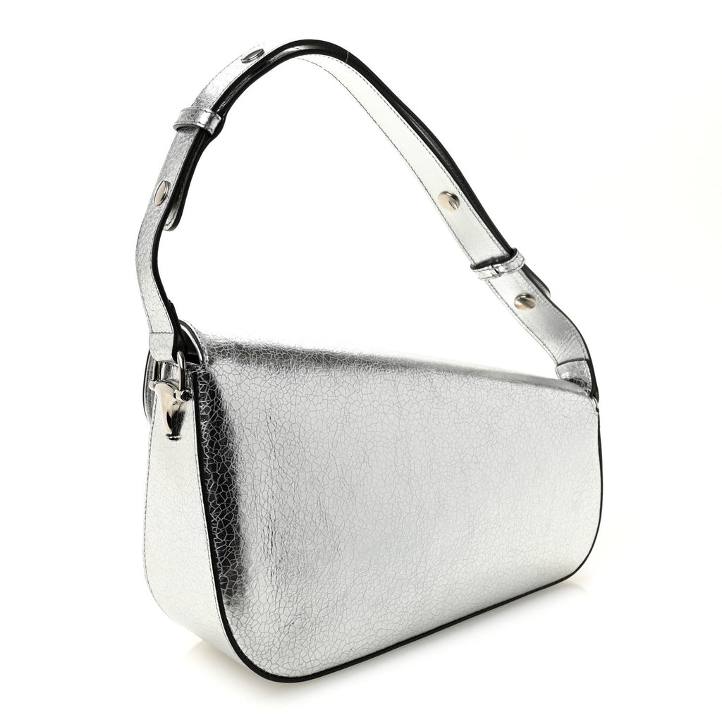 Gucci Metallic Demetra Small Horsebit 1955 Asymmetric Shoulder Bag Silver