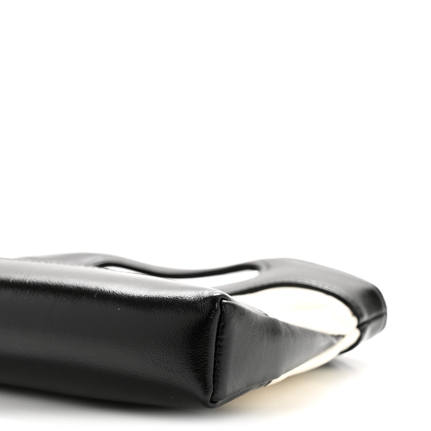 Chanel Shiny Crumpled Calfskin Quilted Nano 31 Shopping Bag White Black
