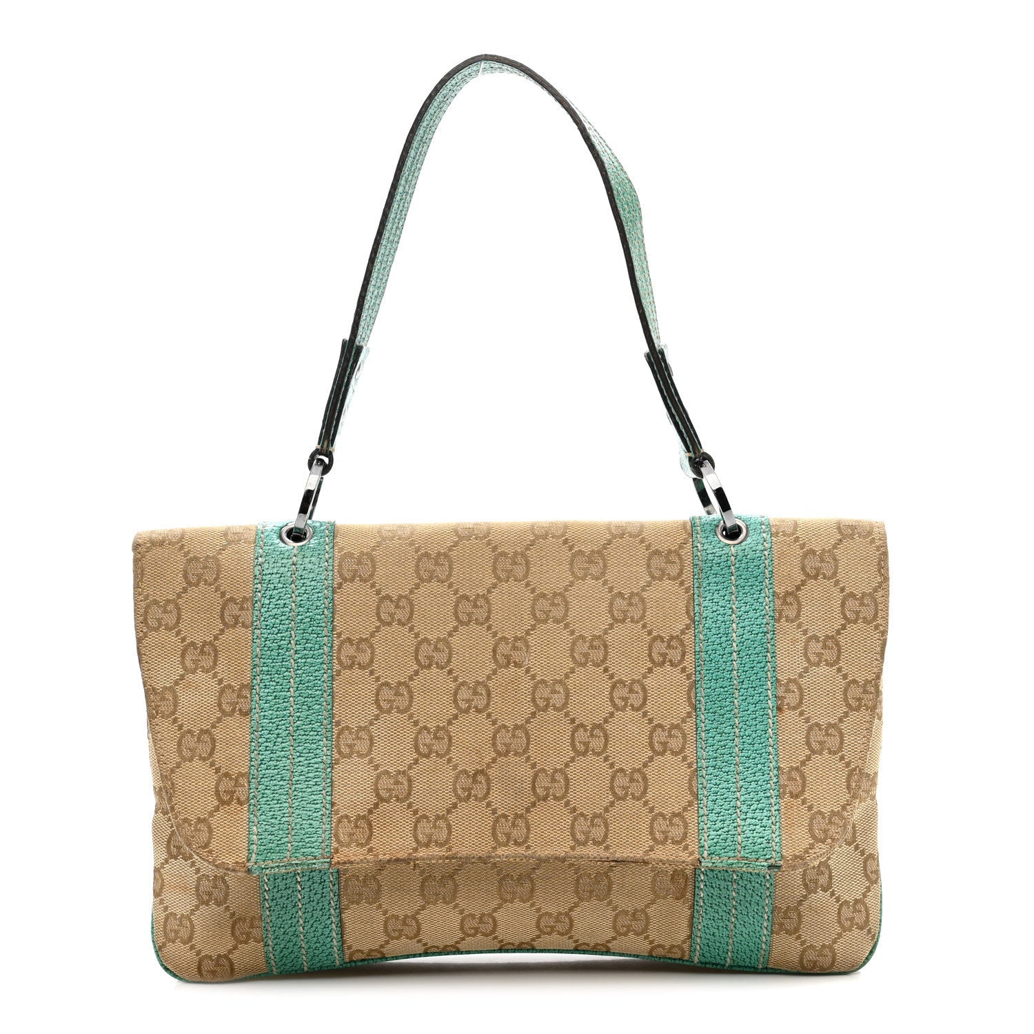 Gucci Monogram Satchel Bag Turquoise