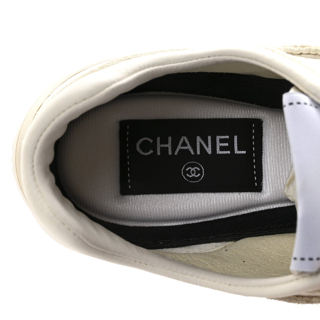 Calfskin Perforated CC Sneakers 36.5 White
