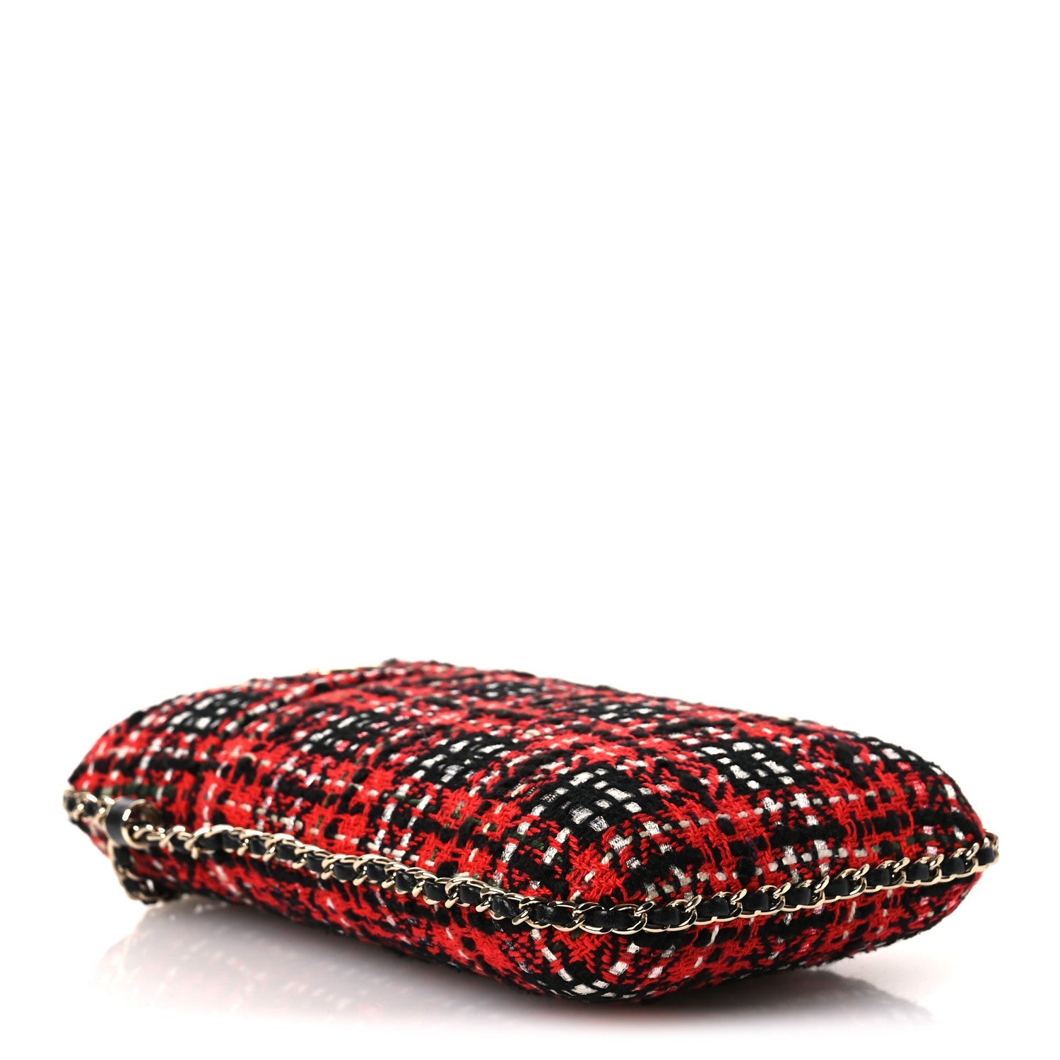 Chanel Tweed Chain Around Phone Holder Red Multicolor