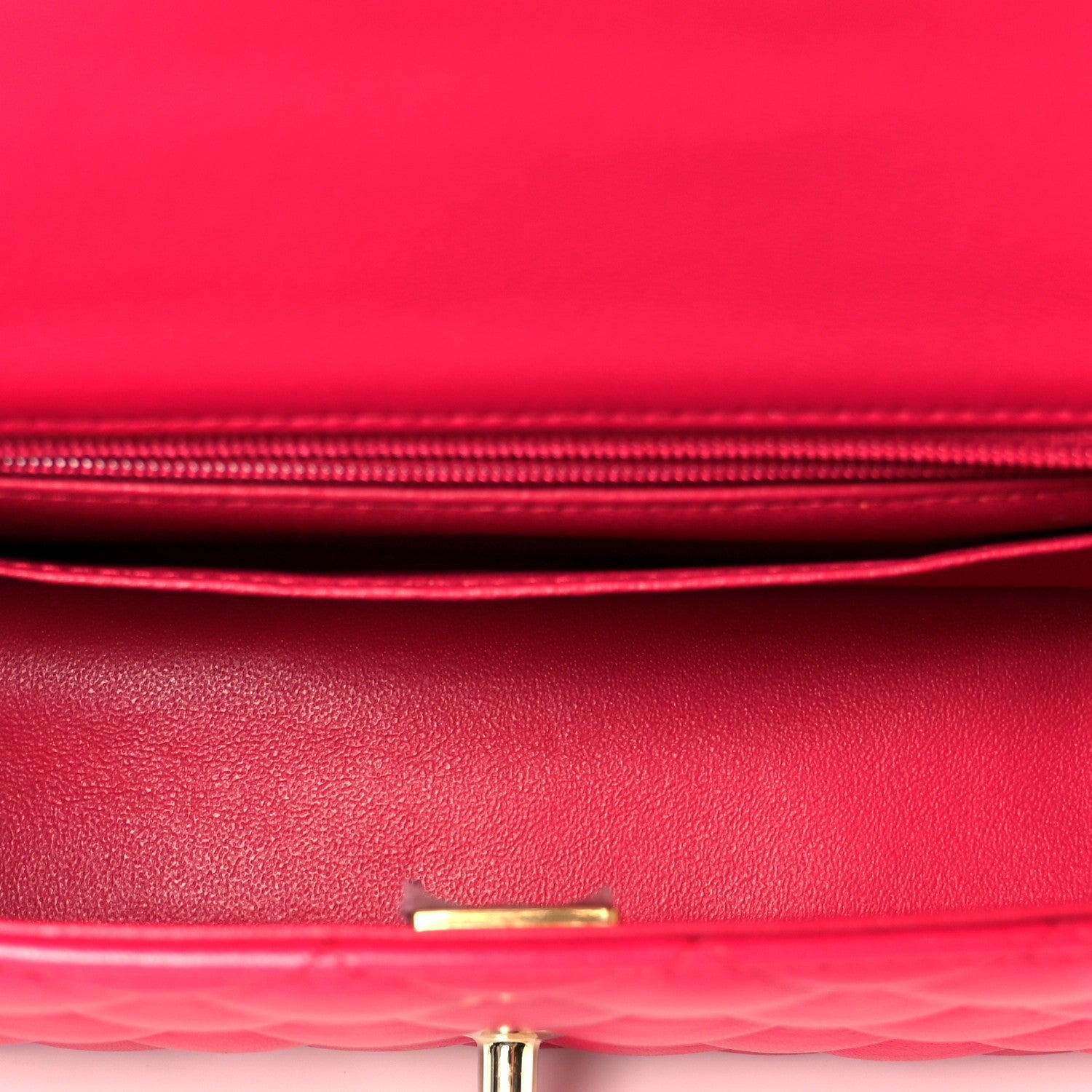 Chanel Lambskin Quilted Mini Top Handle Rectangular Flap Fuchsia