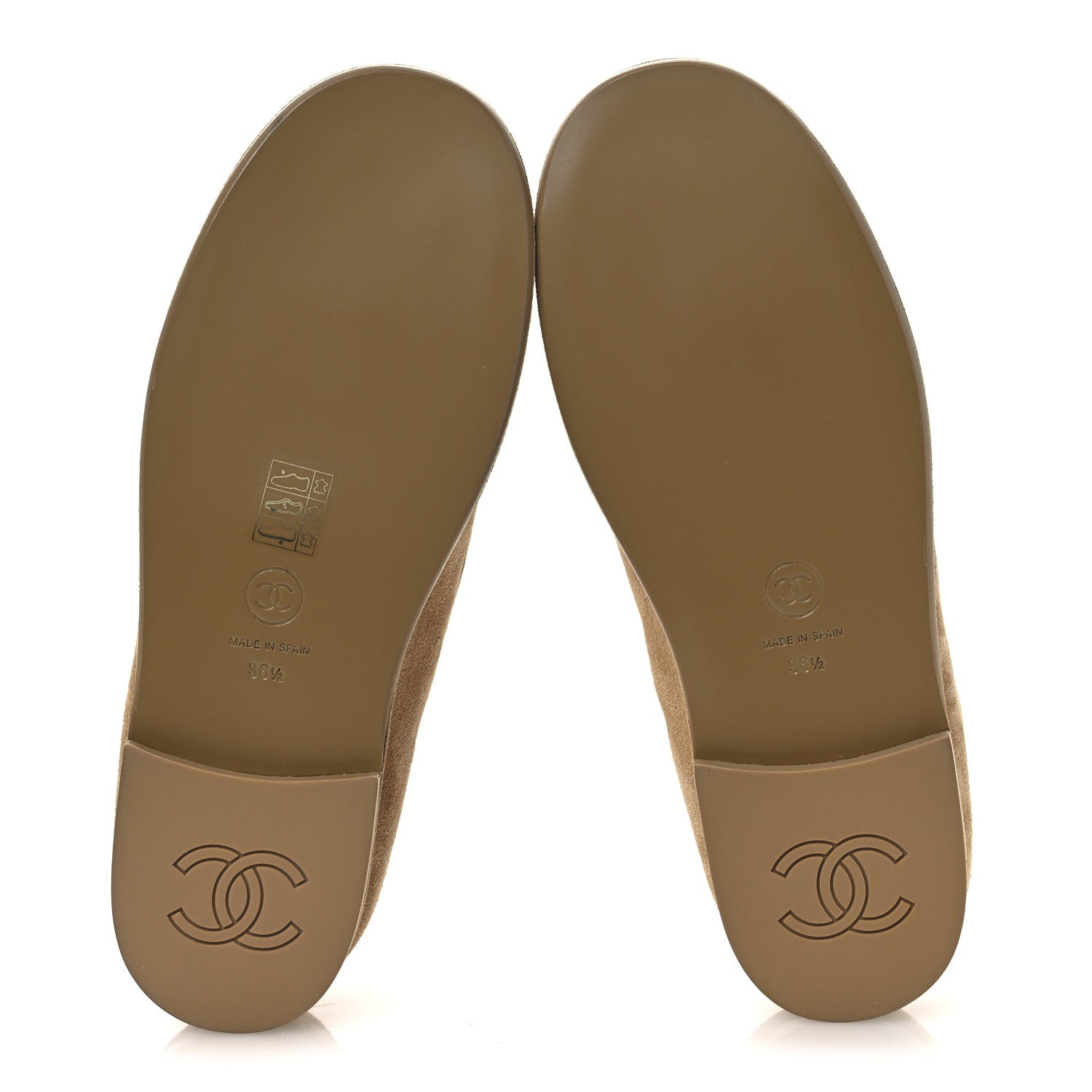 Chanel Suede Calfskin CC Loafers 36.5 Dark Beige