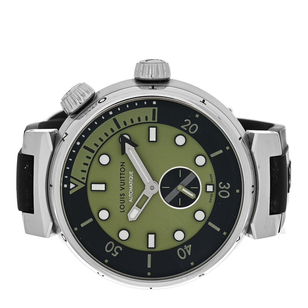 Louis Vuitton Stainless Steel Rubber 44mm Tambour Street Diver Automatic Watch Urban Green