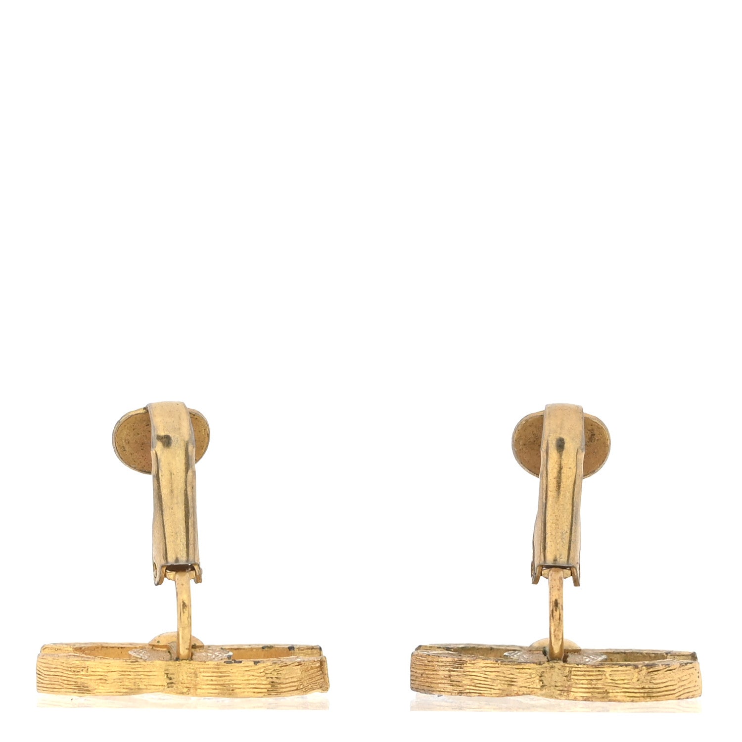 Crystal CC Clip on Earrings Gold