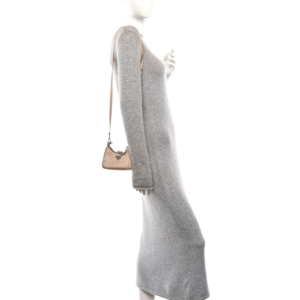 Prada Tessuto Nylon Saffiano Mini Re-Edition 2000 Shoulder Bag Cammeo