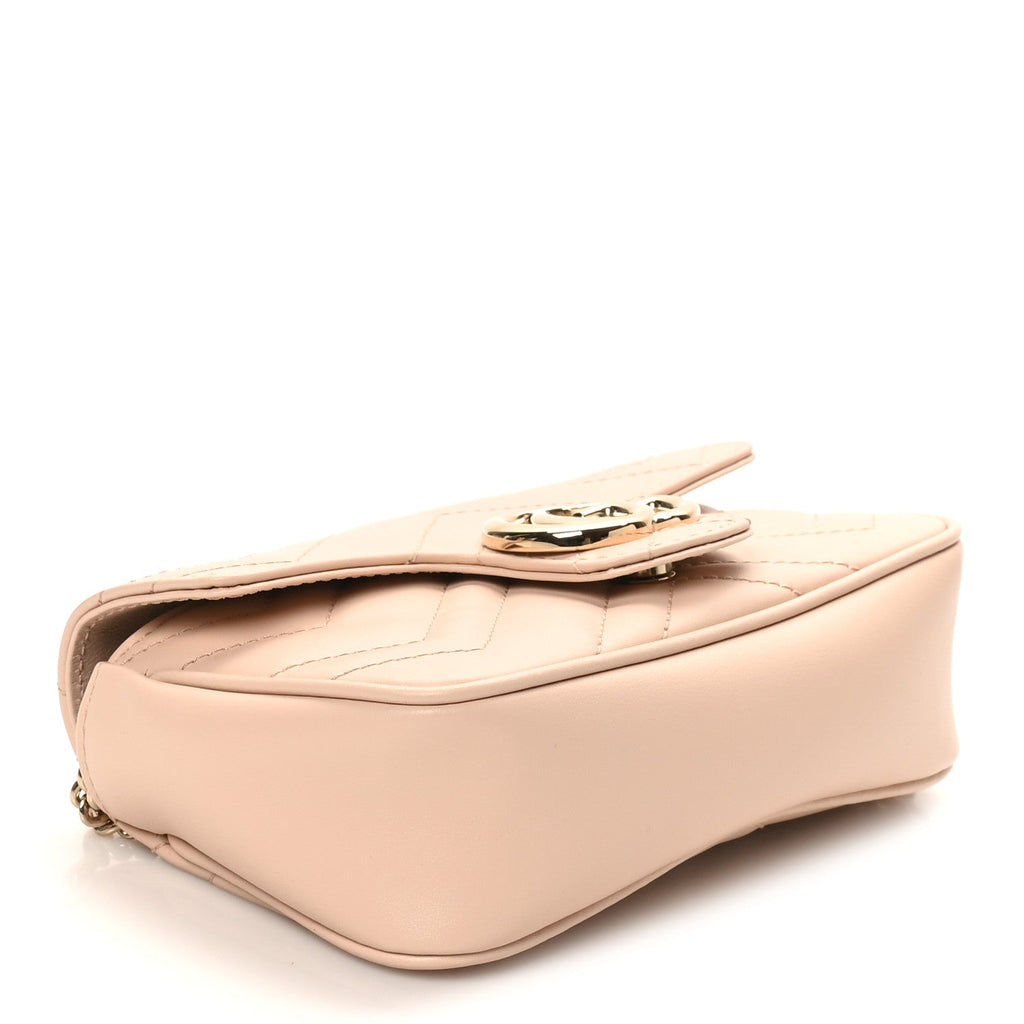 Gucci Calfskin Matelasse Super Mini GG Marmont Shoulder Bag Porcelain Rose