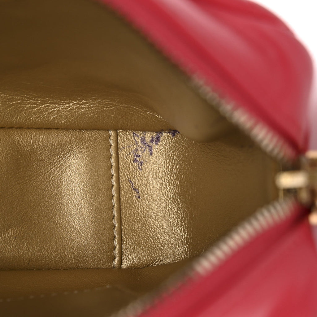 Chanel Lambskin Quilted CC Pearl Crush Camera Case Red