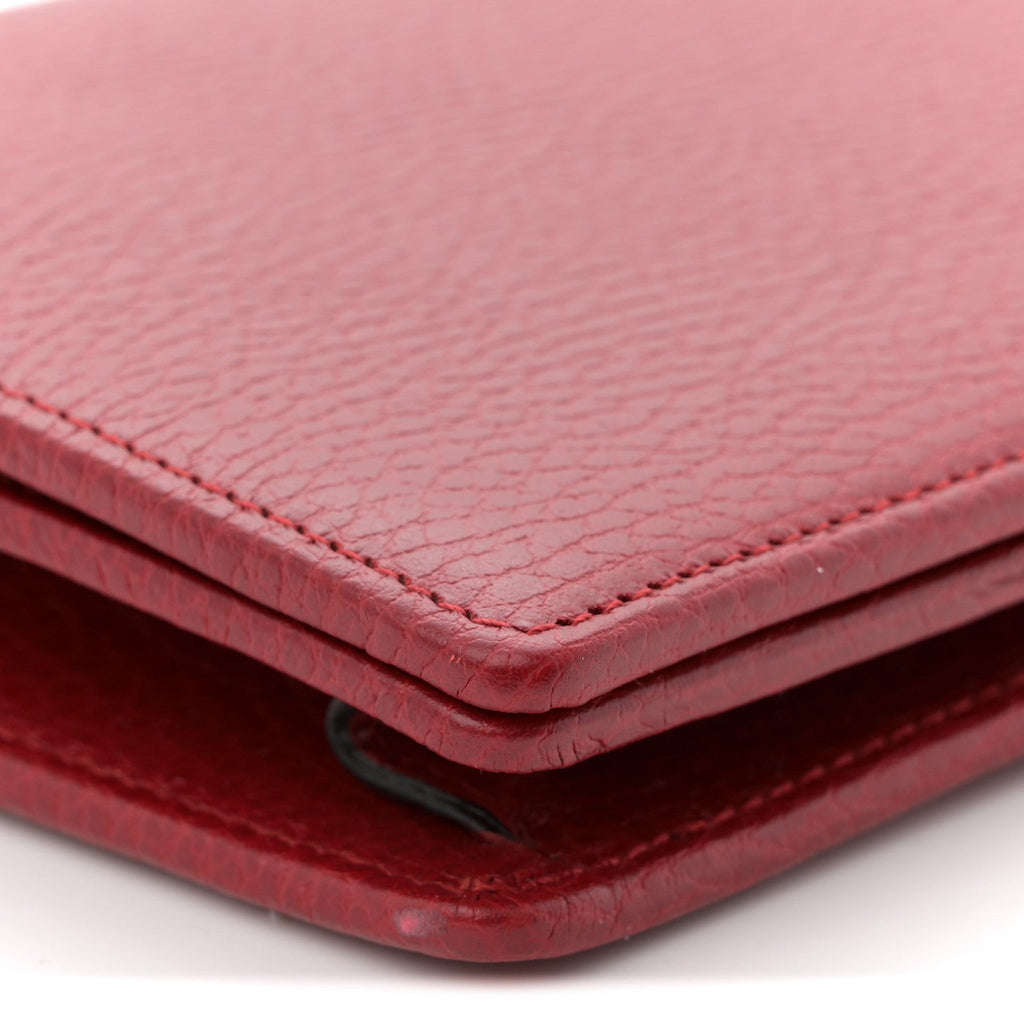 Gucci Dollar Calfskin Mini GG Marmont Chain Wallet Hibiscus Red