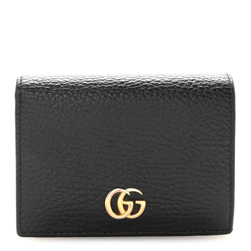 Gucci Pebbled Calfskin GG Marmont Card Case Black
