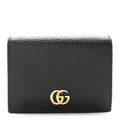 Gucci Pebbled Calfskin GG Marmont Card Case Black