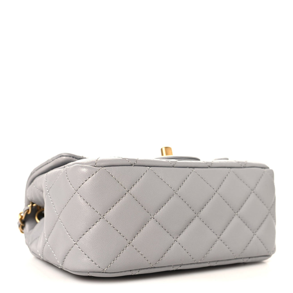 Chanel Lambskin Quilted Mini Pearl Crush Flap Light Grey