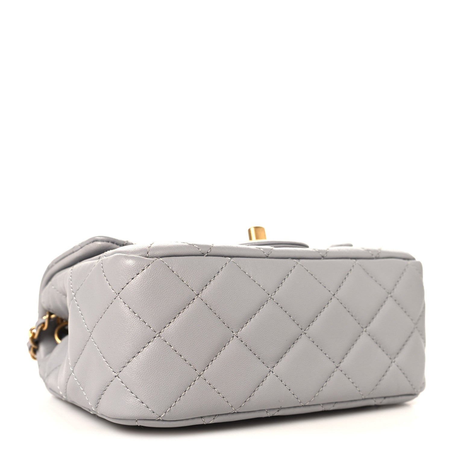Chanel Lambskin Quilted Mini Pearl Crush Flap Light Grey